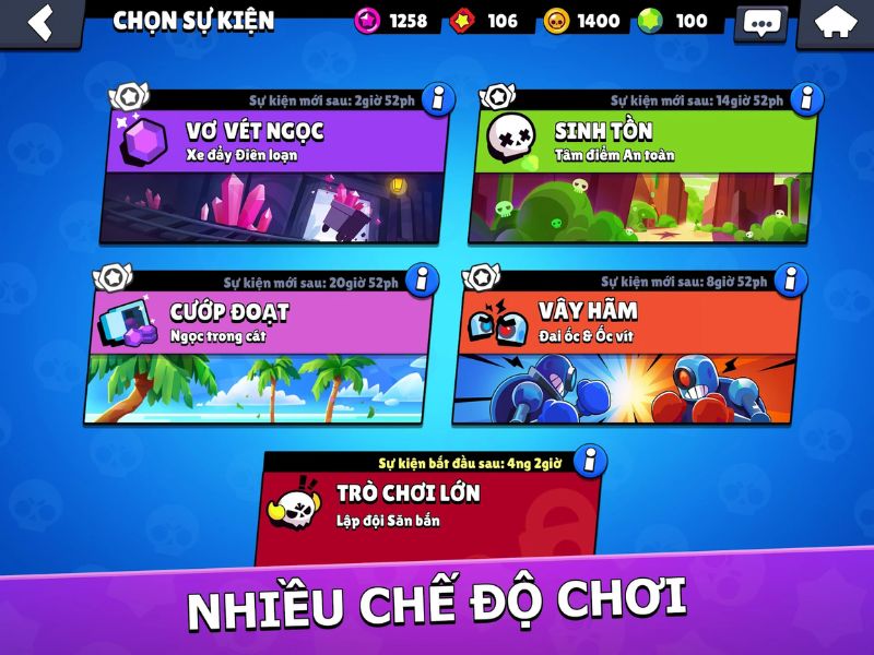Chế độ chơi đa dạng trong Brawl Stars