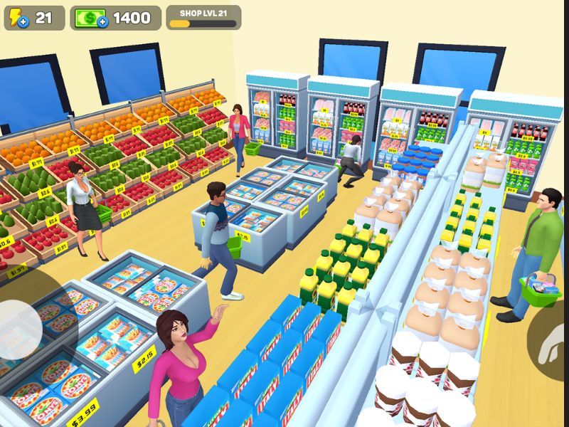 Hàng hóa đa dạng thu hút khách trong Supermarket Store Simulator