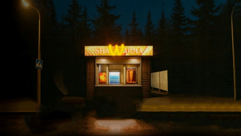 Bối cảnh quán shawarma ven đường với bầu không khí đáng sợ trong Hack Scary Shawarma Kiosk 